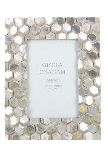 6X4 Photo Frame - Silver Hexagon Pattern - Gisela Graham